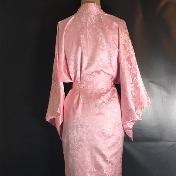 Vintage Joli Pink Kimono Japan Deer Cherry Blossom without belt - Picture 7 of 7